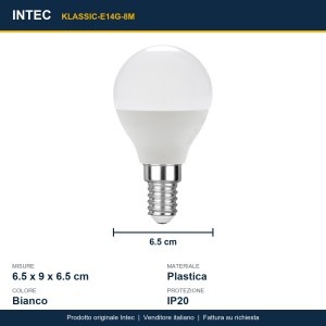 Lampadina LED E14 8W 4000K globo Intec - foto 3