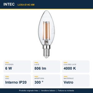 Lampadina LED E14 candela 6W 4000K 806lm Intec - foto 2