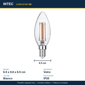 Lampadina LED E14 candela 6W 4000K 806lm Intec - foto 3