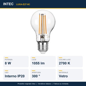 Lampadina LED E27 8W 2700K 1055lm bianca Intec - foto 2