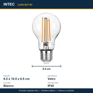 Lampadina LED E27 8W 2700K 1055lm bianca Intec - foto 3