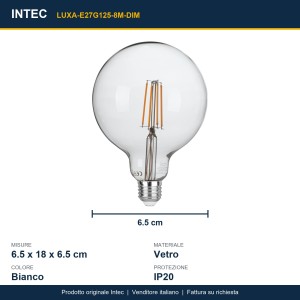 Lampadina LED Globo G125 E27 8W 4000K dimmerabile Intec - foto 3