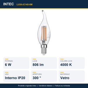 Lampadina LED E14 6W 4000K Filamento COB Intec - foto 2