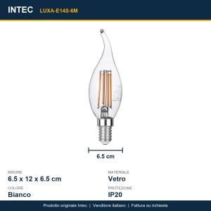 Lampadina LED E14 6W 4000K Filamento COB Intec - foto 3