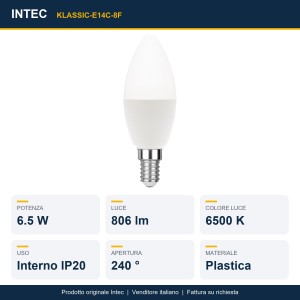 Lampadina LED E14 6,5W 6500K bianca Intec - foto 2