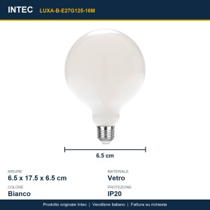Lampadina LED E27 Globo G125 Filamento 16W 4000K Intec - foto 3
