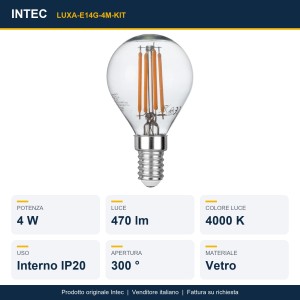 Kit 3 lampadine LED E14 G45 4W 4000K Intec - foto 2