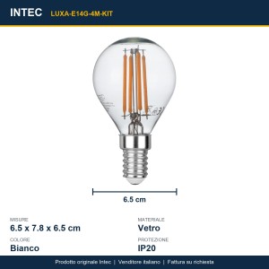 Kit 3 lampadine LED E14 G45 4W 4000K Intec - foto 3