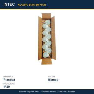 Lampadina LED E14 globo 4,9W 4000K, confezione da 20 pezzi Intec - foto 3