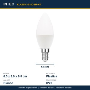 Kit 3 lampadine LED candela E14 6W 4000K Intec - foto 3
