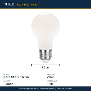Kit 3 lampadine LED E27 8W 4000K Intec - foto 3