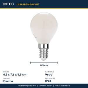 Kit 3 lampadine LED E14 Globo Filamento 4W 2700K Intec - foto 3