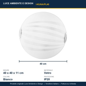 Plafoniera 3 luci E27 bianca in vetro 40 cm Luce Ambiente e Design - foto 3