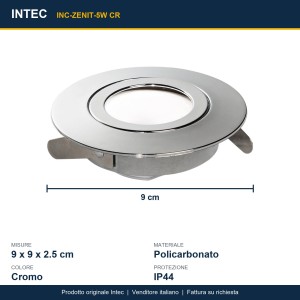 Faretto da incasso LED 5W 3000K IP44 cromo Intec ZENIT - foto 3