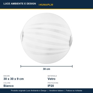 Plafoniera KUNA vetro bianco 2 luci E27 30 cm Luce Ambiente e Design - foto 3