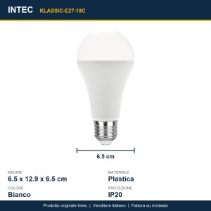 Lampadina LED E27 19W 3000K Intec - foto 3