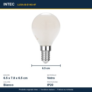 Lampadina LED E14 Globo Filamento 4W 6500K Intec - foto 3