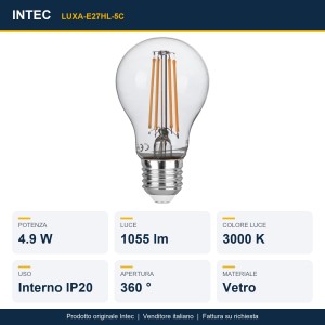 Lampadina LED E27 4,9W 1055lm 3000K Intec - foto 2