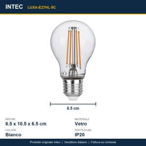 Lampadina LED E27 4,9W 1055lm 3000K Intec - foto 3