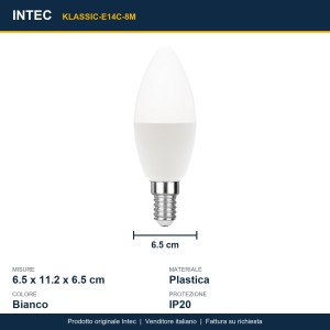 Lampadina LED E14 candela 6,5W 4000K Intec - foto 3