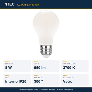 Lampadine LED E27 8W 2700K 950lm, confezione da 3 pezzi Intec - foto 2
