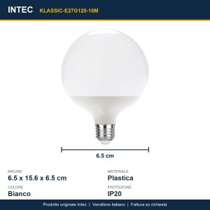 Lampadina LED E27 globo 20W 4000K Intec - foto 3