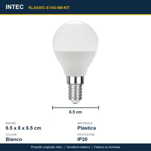 Kit 3 lampadine LED globo E14 4,9W 4000K Intec - foto 3