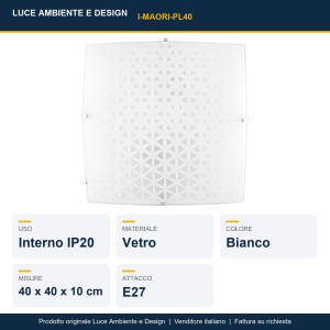 Plafoniera 40x40 cm 3 luci E27 bianca Luce Ambiente e Design - foto 2