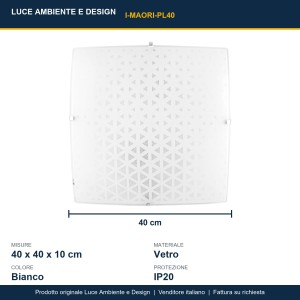 Plafoniera 40x40 cm 3 luci E27 bianca Luce Ambiente e Design - foto 3
