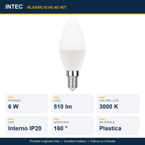 Kit 3 lampadine LED E14 6W 3000K Intec - foto 2