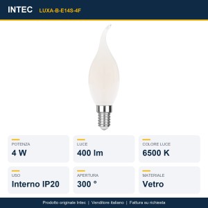 Lampadina LED E14 candela curva 4W 6500K 400lm Intec - foto 2
