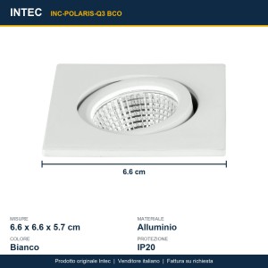 Faretto da incasso LED quadrato orientabile 3W 4000K bianco Intec POLARIS - foto 3