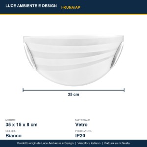 Applique da interno E27 bianca in vetro KUNA Luce Ambiente e Design - foto 3