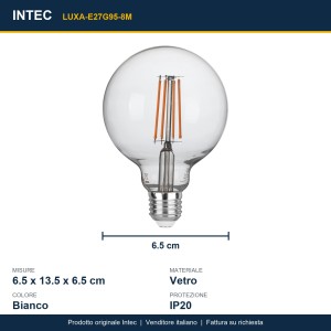 Lampadina LED E27 Globo G95 8W 4000K Intec - foto 3