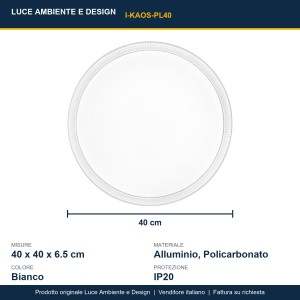 Plafoniera LED 24W CCT 3000/4000/6500K Ø40 cm bianca Luce Ambiente e Design - foto 3