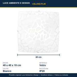 Plafoniera 3 luci E27 bianca in vetro 40 cm Luce Ambiente e Design ISLAND - foto 3