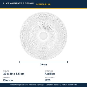 Plafoniera LED 24W CCT bianca Ø39 cm Luce Ambiente e Design UNIKA - foto 3