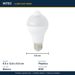 Lampadina LED con sensore E27 12W 4000K Intec - foto 3