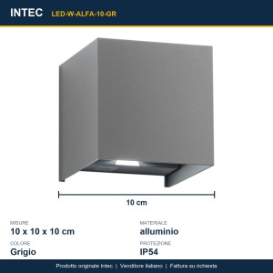 Applique LED da esterno 2x5W CCT IP54 grigia Intec ALFA 10 - foto 3