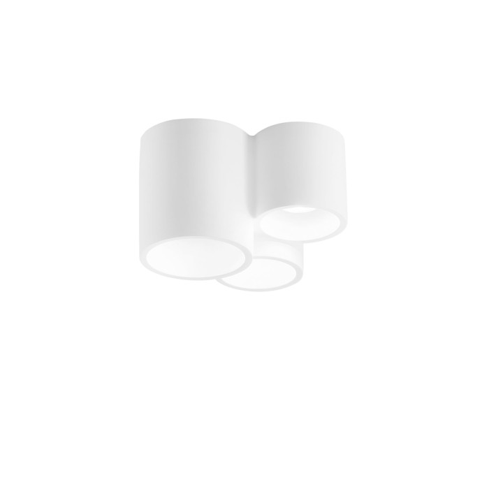 Plafoniera 3 luci GU10 in gesso bianco verniciabile Luce Ambiente e Design