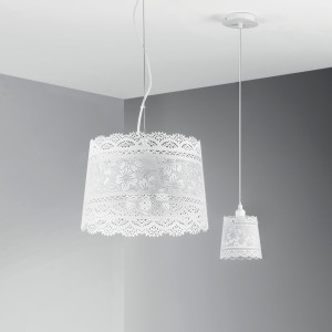 Sospensione CLUNY E14 bianca in metallo 14 cm Luce Ambiente e Design - foto 3