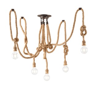 Plafoniera 5 luci E27 nera e canapa Luce Ambiente e Design - foto 3