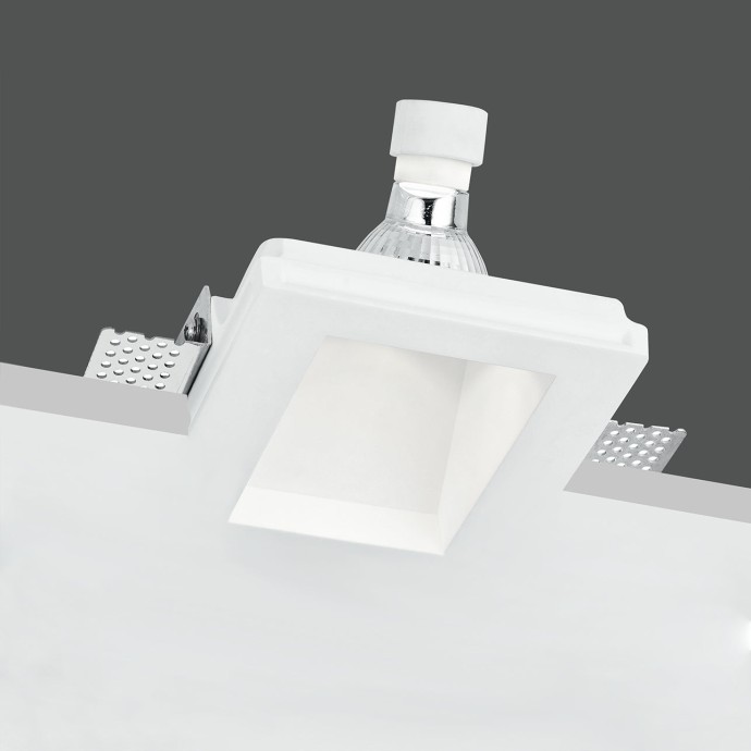 Incasso tondo in gesso verniciabile GU10 bianco Intec GHOST