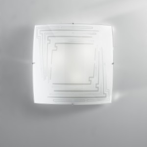 Plafoniera 3 luci E27 bianca in vetro 40 cm Luce Ambiente e Design - foto 2