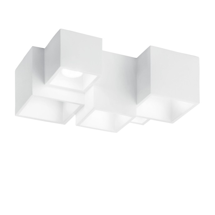Plafoniera 5 luci GU10 in gesso bianco FOSTER Luce Ambiente e Design