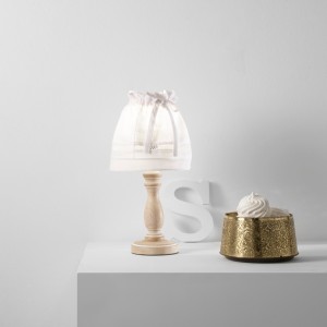 Lampada da tavolo in legno E14 con paralume in cotone LULLABY Luce Ambiente e Design - foto 2