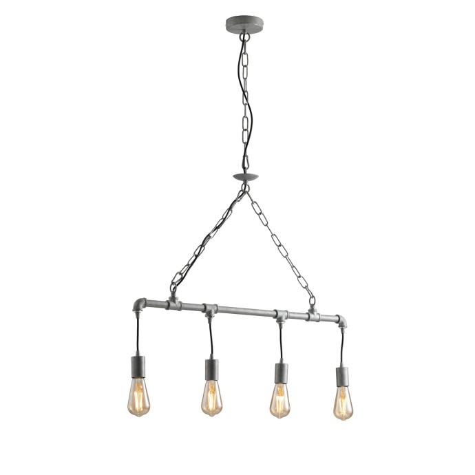 Sospensione 4 luci E27 zincato Luce Ambiente e Design AMARCORD