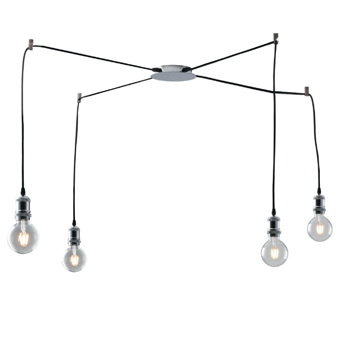 Sospensione 4 luci E27 cromo Luce Ambiente e Design GROOVE