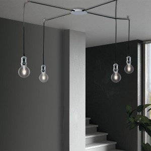 Sospensione 4 luci E27 cromo Luce Ambiente e Design GROOVE - foto 2
