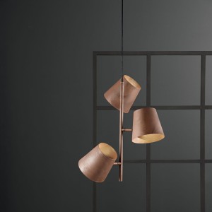 Sospensione 3 luci E27 grigia in metallo Luce Ambiente e Design - foto 3